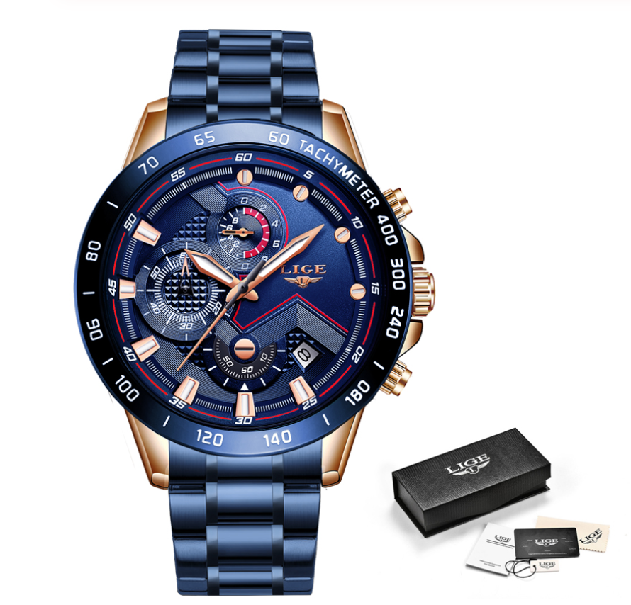 Business Elegant Men's Watch With Chronometers Day View Fluorescent Hands Excellent Look Unique Design Perfect Gift For Your Man