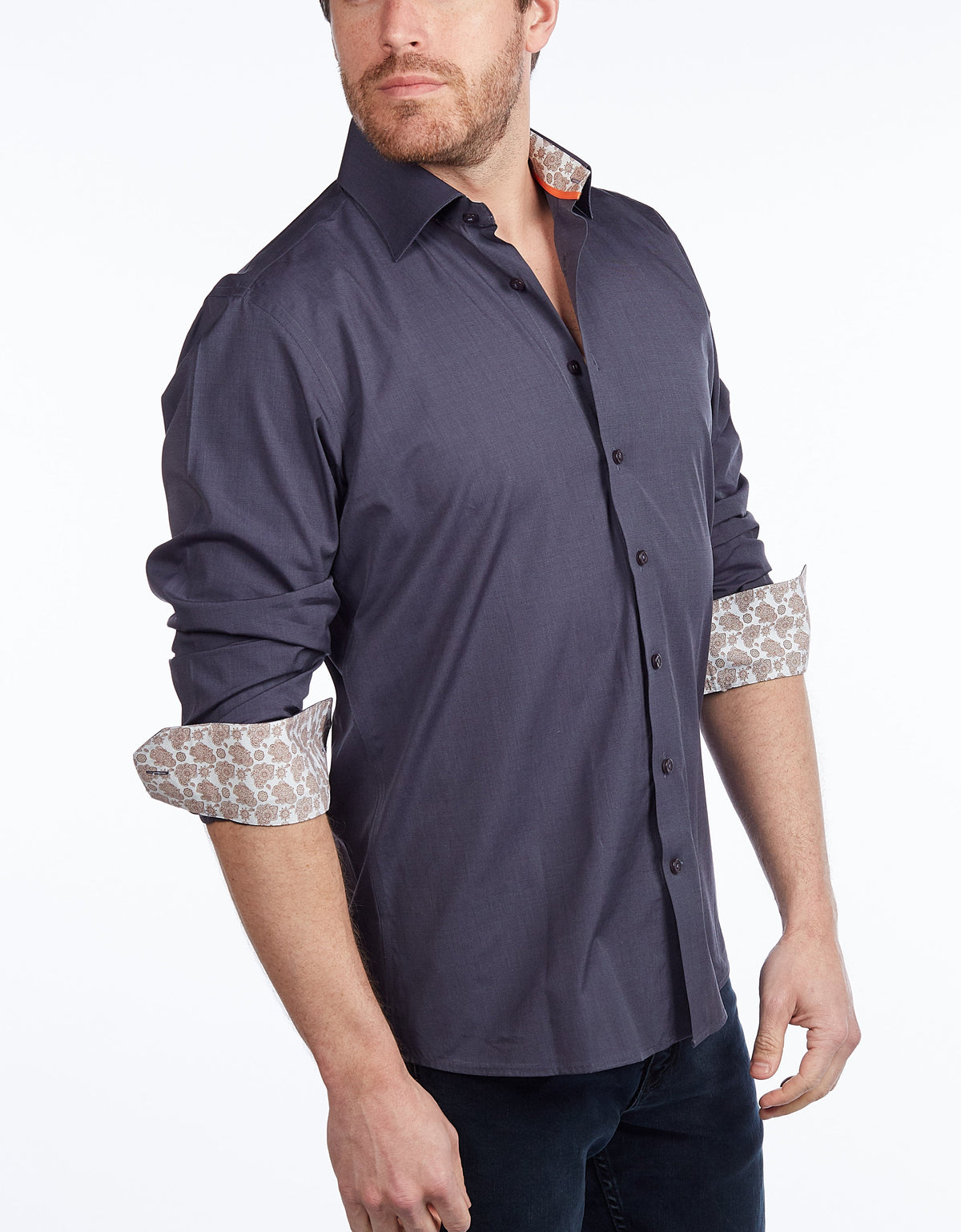 Contrast Collar Button-Up Shirt // - Contemporary Fit - contrast trimming - final sale