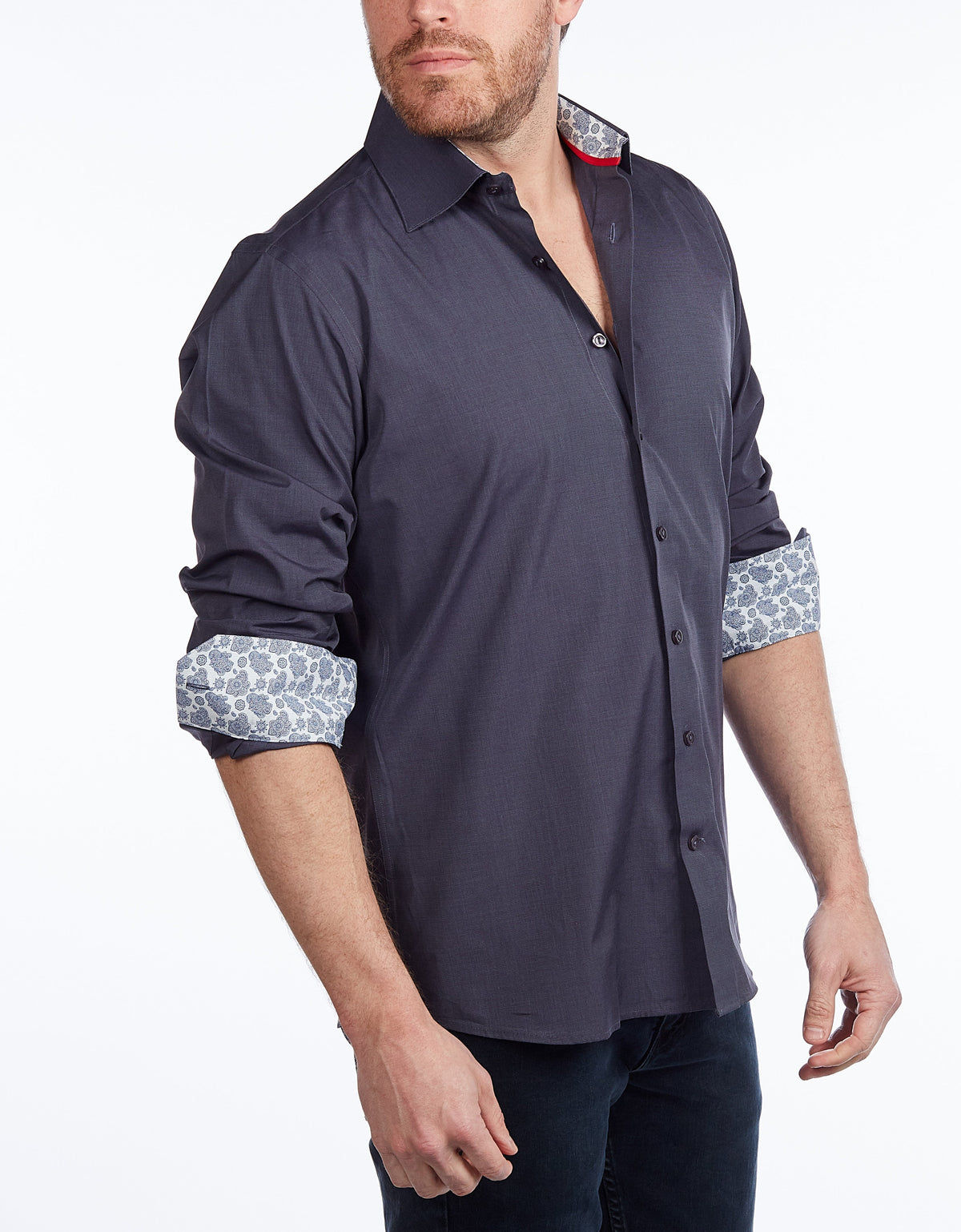Contrast Collar Button-Up Shirt // Contemporary Fit - contrast trimming - final sale
