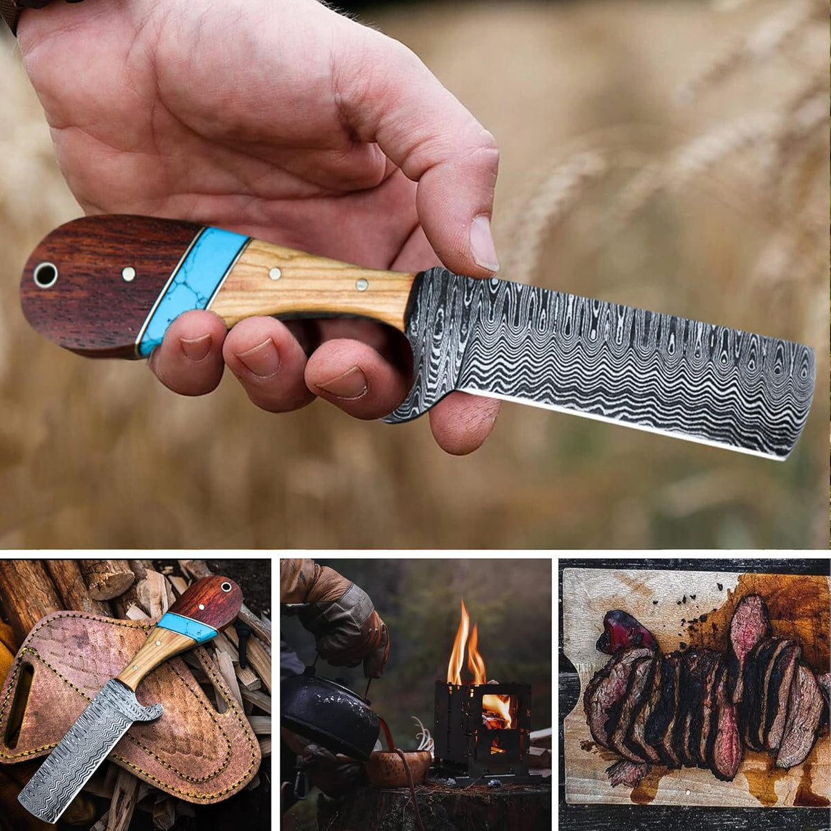 Custom Handmade Bull Cutters with Damascus Steel Blade – Ranch & Leatherwork Essential