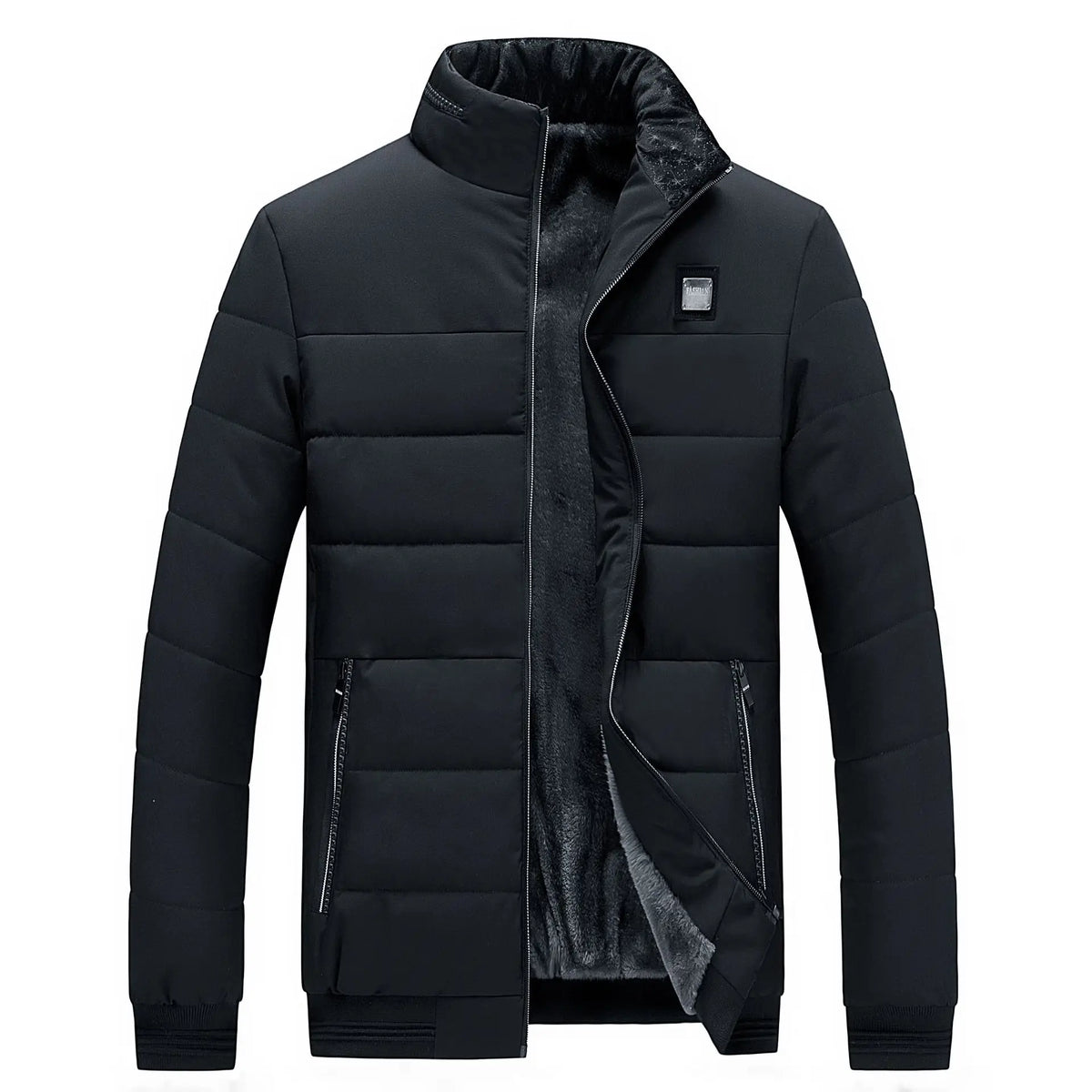 Puffer Jacket Mens Fleece Lined Thick Parkas Stand Collar Jacket Men's Coat Winter Warm Thick Coat Quilted Padded Jacket Outwear