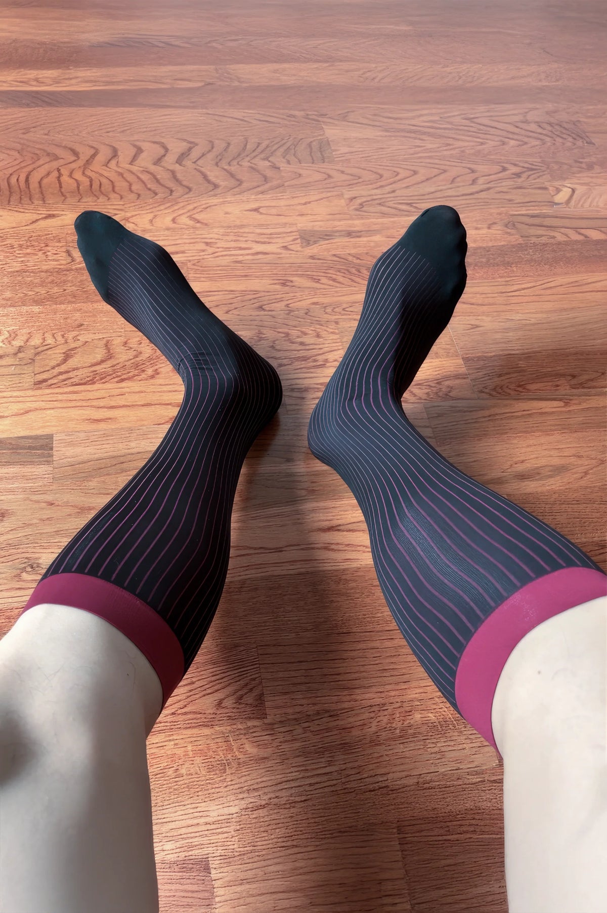 Men’s Mid-Calf Dress Socks - Minimalist Striped Nylon