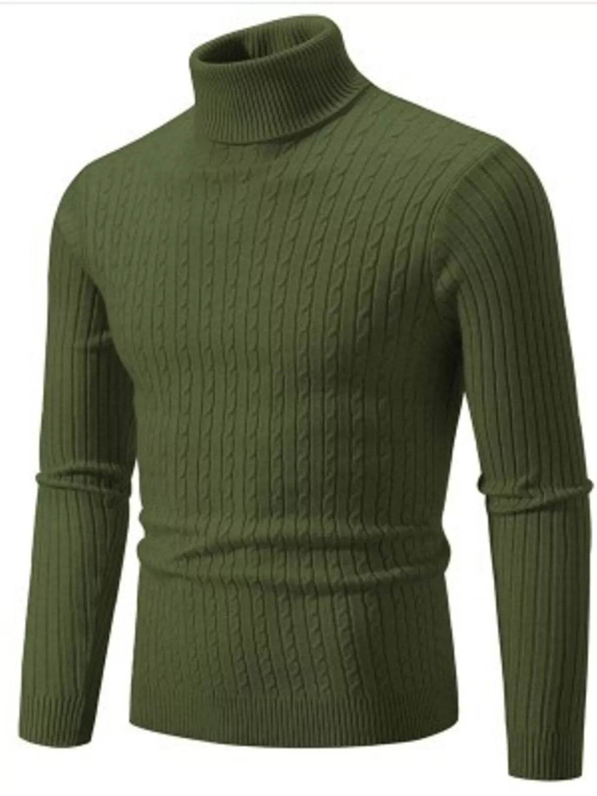 Men's Classic Cable Knit Turtleneck Sweater - Full Size Plus Size | Premium Pullover