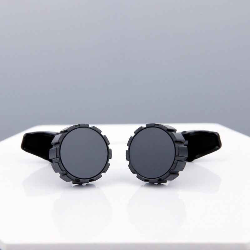 Mens Black Cufflinks - Stylish Grey Copper Sleeve Studs for a Dapper Look