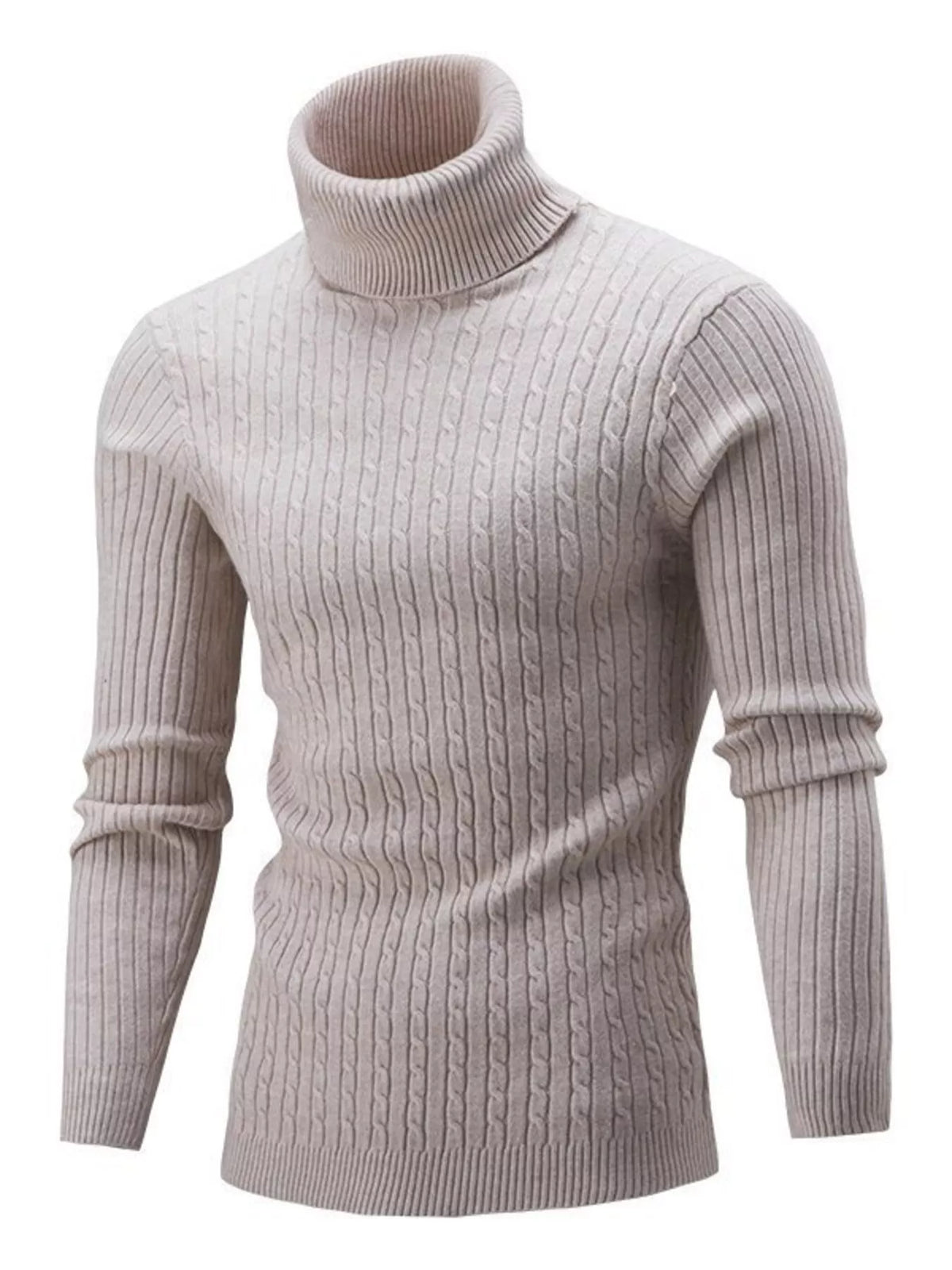Men's Classic Cable Knit Turtleneck Sweater - Full Size Plus Size | Premium Pullover