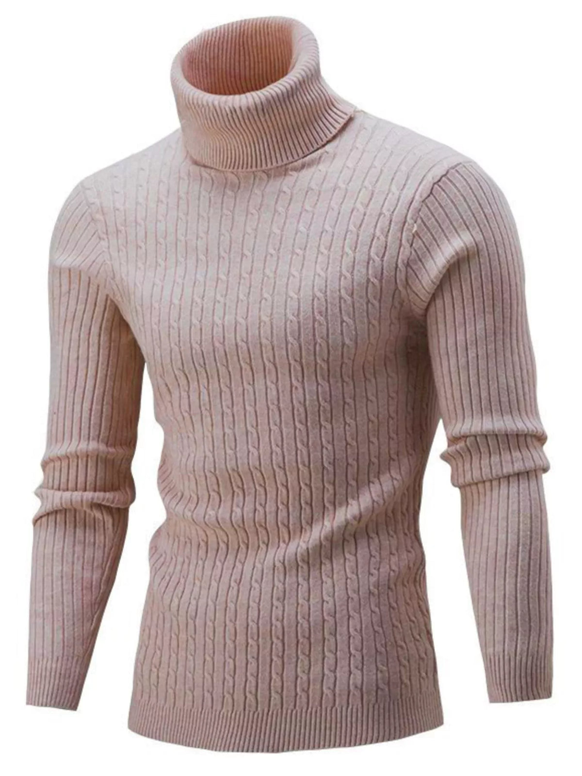 Men's Classic Cable Knit Turtleneck Sweater - Full Size Plus Size | Premium Pullover