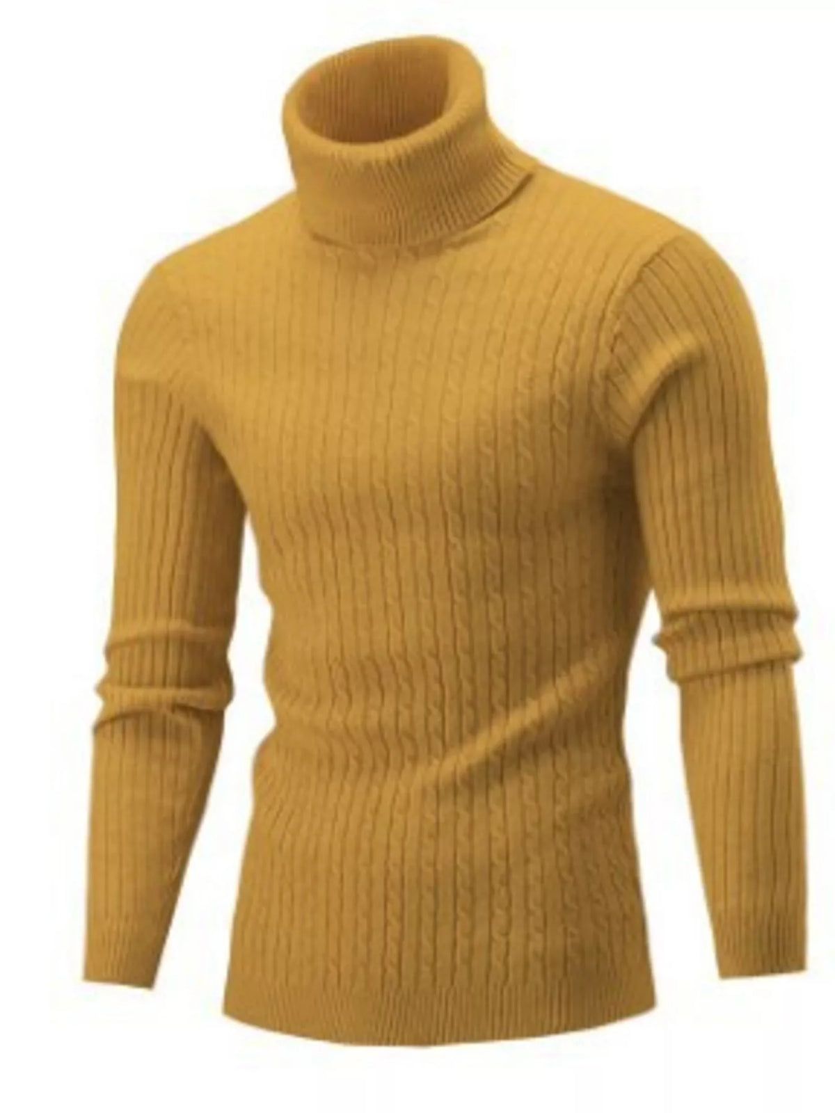 Men's Classic Cable Knit Turtleneck Sweater - Full Size Plus Size | Premium Pullover