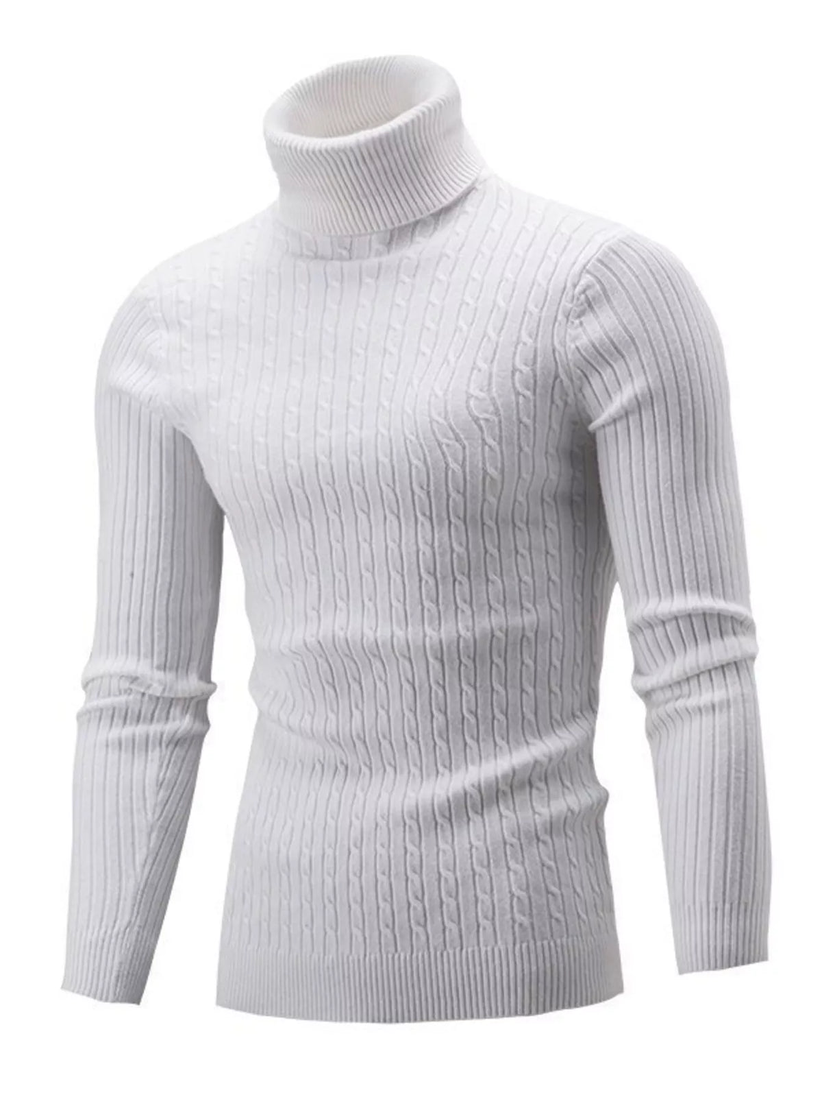 Men's Classic Cable Knit Turtleneck Sweater - Full Size Plus Size | Premium Pullover