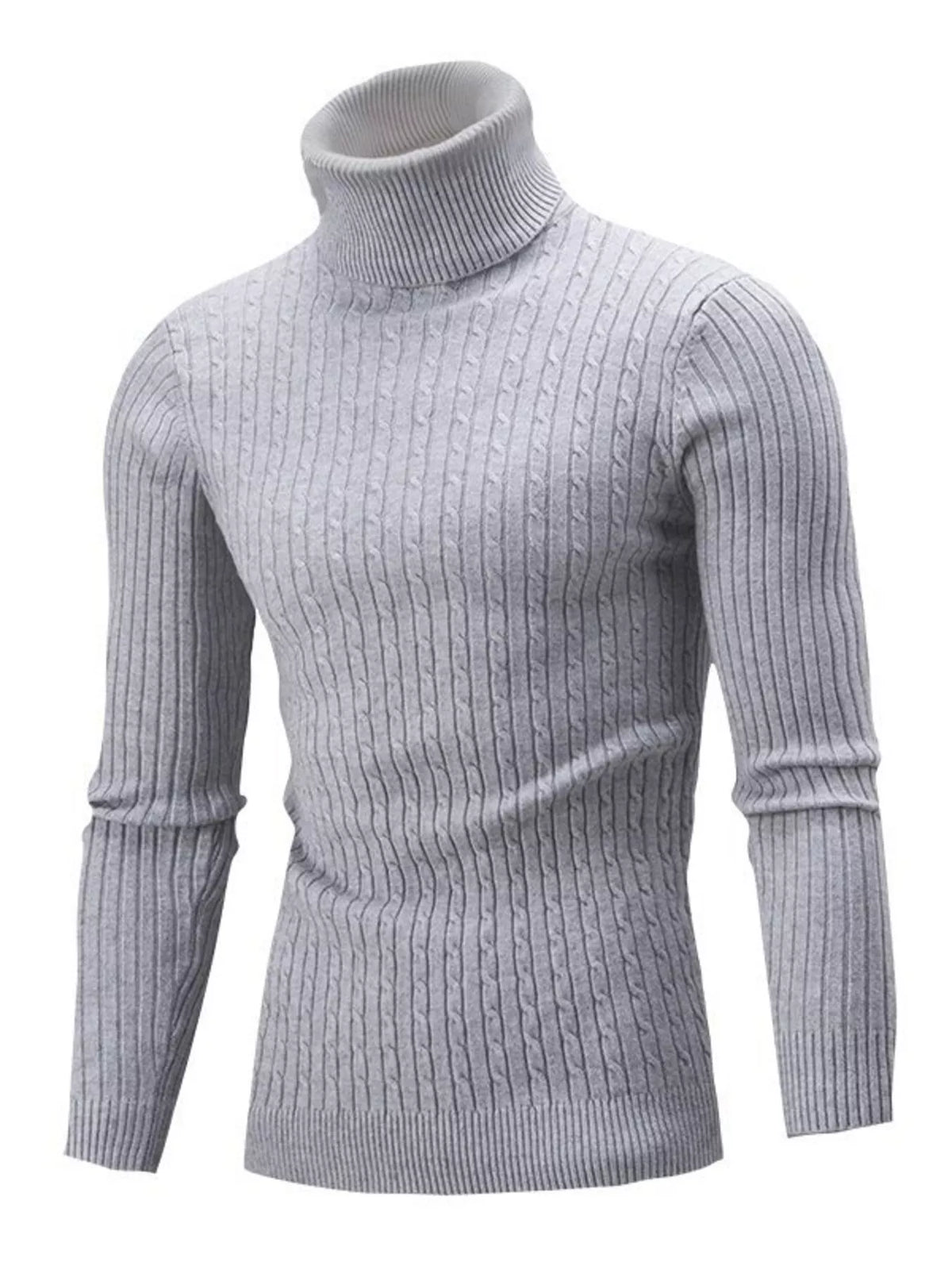 Men's Classic Cable Knit Turtleneck Sweater - Full Size Plus Size | Premium Pullover