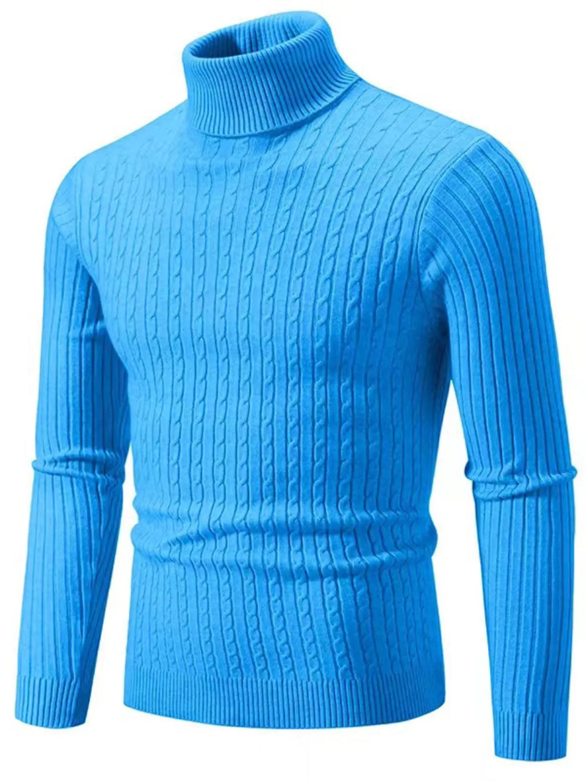 Men's Classic Cable Knit Turtleneck Sweater - Full Size Plus Size | Premium Pullover