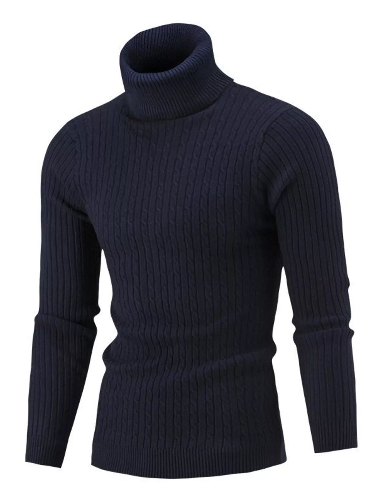 Men's Classic Cable Knit Turtleneck Sweater - Full Size Plus Size | Premium Pullover