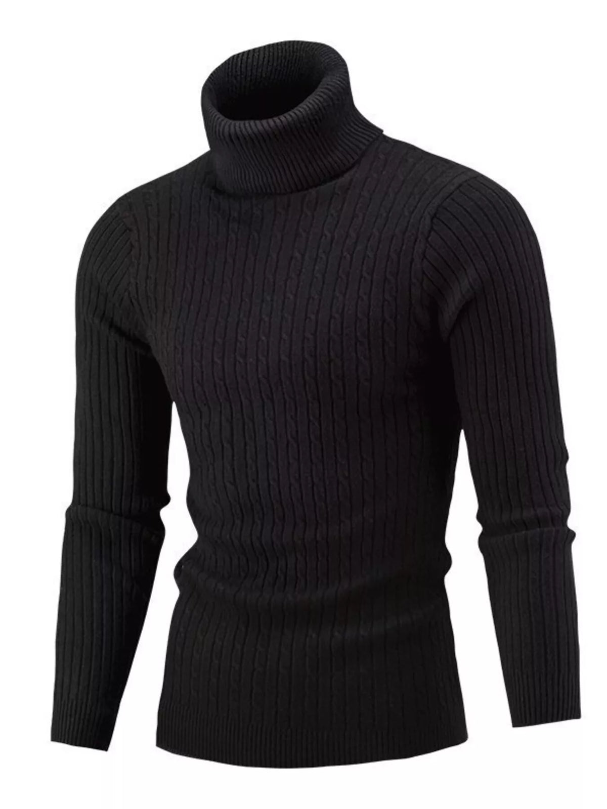 Men's Classic Cable Knit Turtleneck Sweater - Full Size Plus Size | Premium Pullover