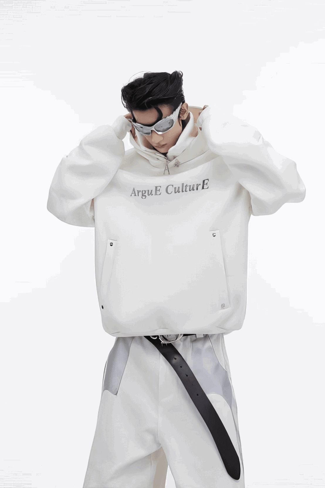 American Style Heavy Hooded Sweatshirt – High Collar, Shoulder Pads