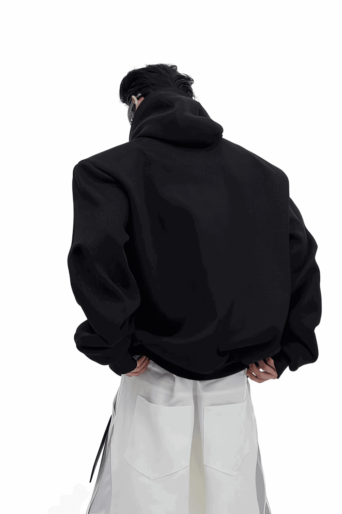 American Style Heavy Hooded Sweatshirt – High Collar, Shoulder Pads