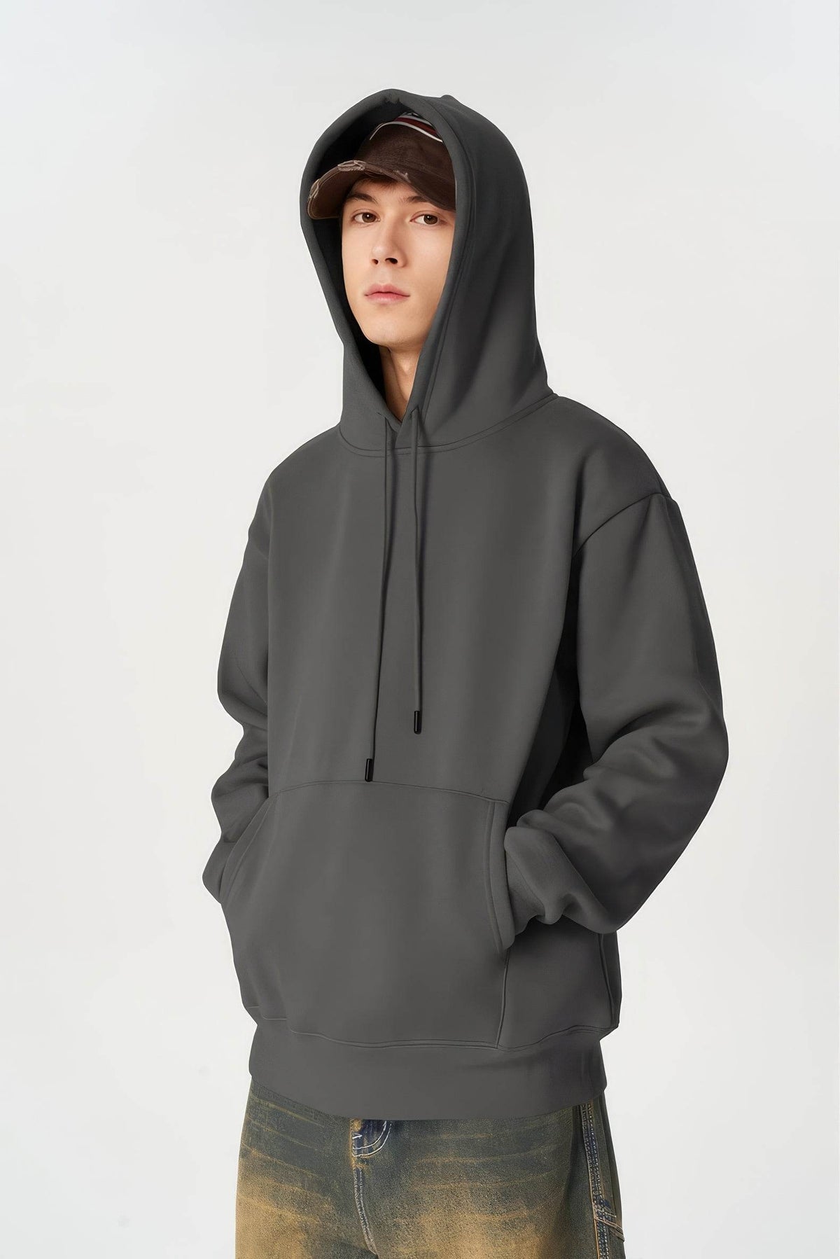 American Style Solid Color 350g Fleece Hoodie
