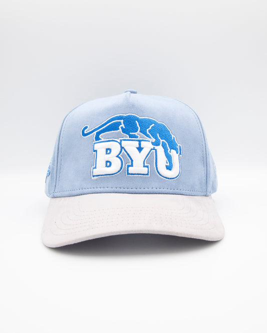 BYU Light Blue & Grey Brim Suede Fade Hat
