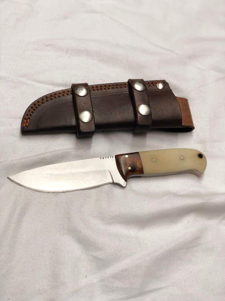 Custom Handmade J2 Steel Skinner Knife with Camel Bone Handle – Perfect Hunting Gift for 2025