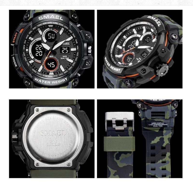 Orange Modern Sport  Waterproof 50M Men Watches With LED Digital Display In Military Armi Relogio Masculino Style
