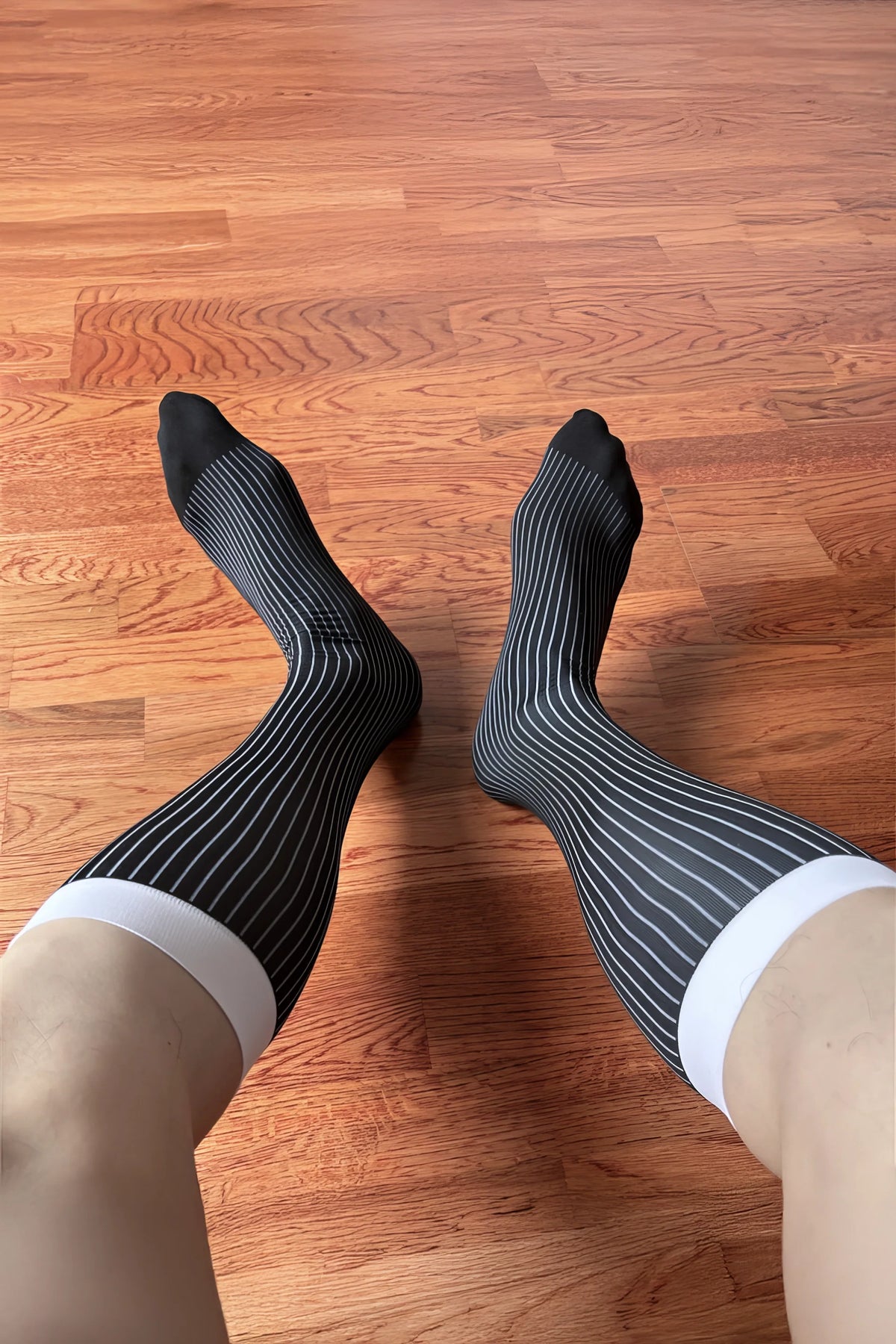Men’s Mid-Calf Dress Socks - Minimalist Striped Nylon