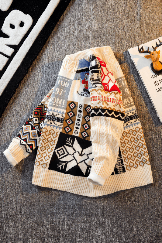 Winter Men’s Heavy Knit Sweater – Fleece Lined, Loose Fit