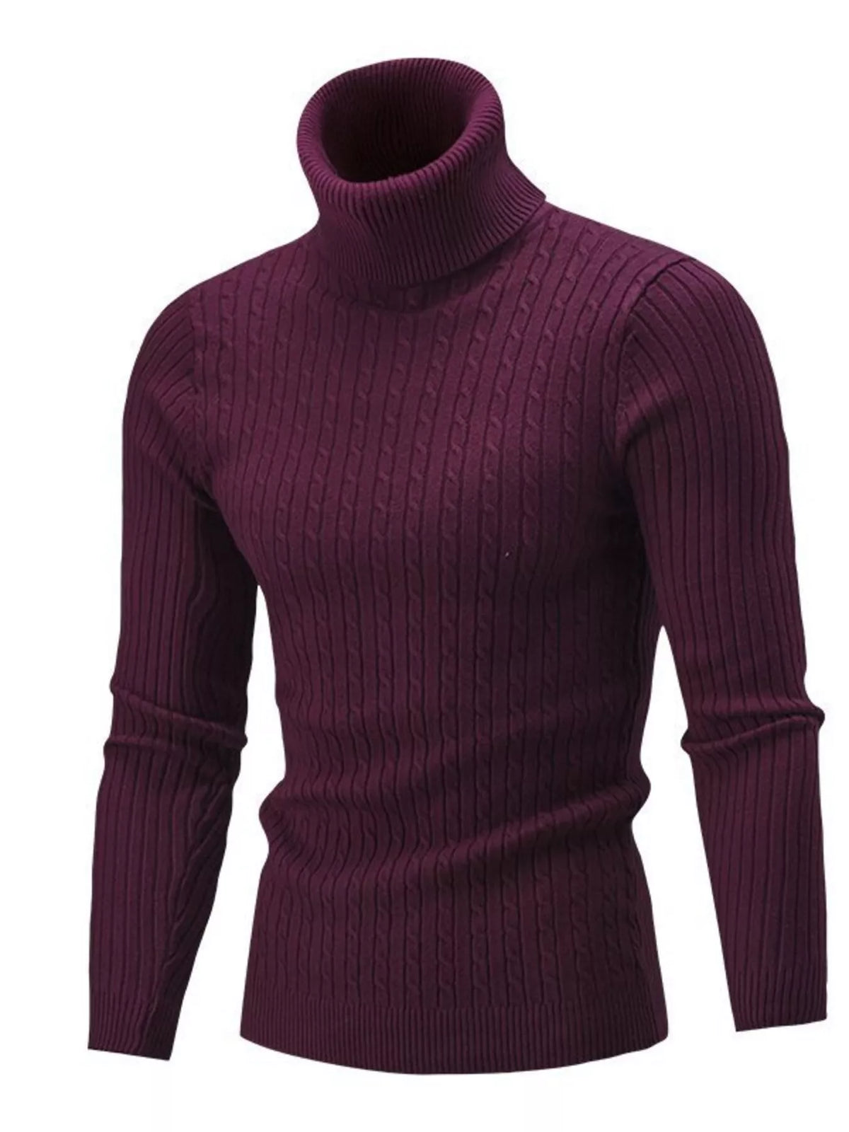 Men's Classic Cable Knit Turtleneck Sweater - Full Size Plus Size | Premium Pullover