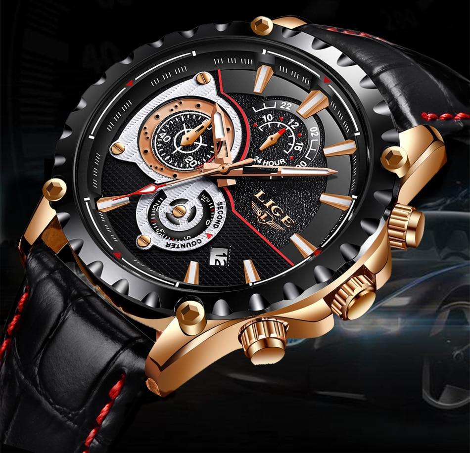 Business Elegant Men's  Watch With Chronometers Day View  Fluorescent Hands Excellent Look Unique Design Perfect Gift For Your Man