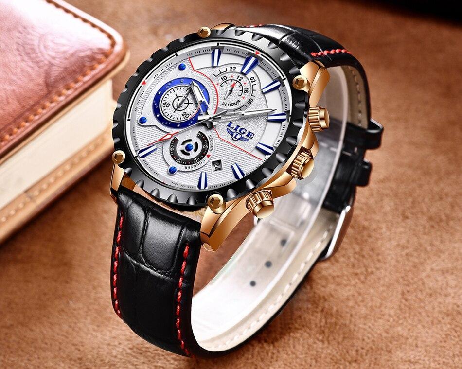 Business Elegant Men's  Watch With Chronometers Day View  Fluorescent Hands Excellent Look Unique Design Perfect Gift For Your Man